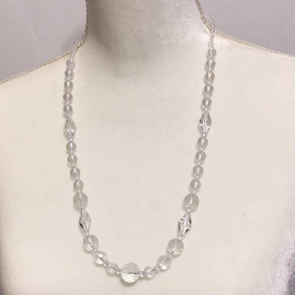 GEMS EN VOGUE CLEAR TOPAZ FACETED BEADS NECKLACE
